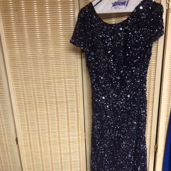 Adrianna Papell purple sequin evening gown - Picture 2 of 10